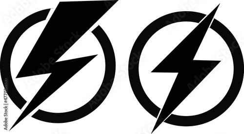 Power Icon, Lightning Power Icon, Lightning, electric power vector logo design element. Energy and thunder electricity symbol concept. Lightning bolt sign in the circle. Power fast speed logotype