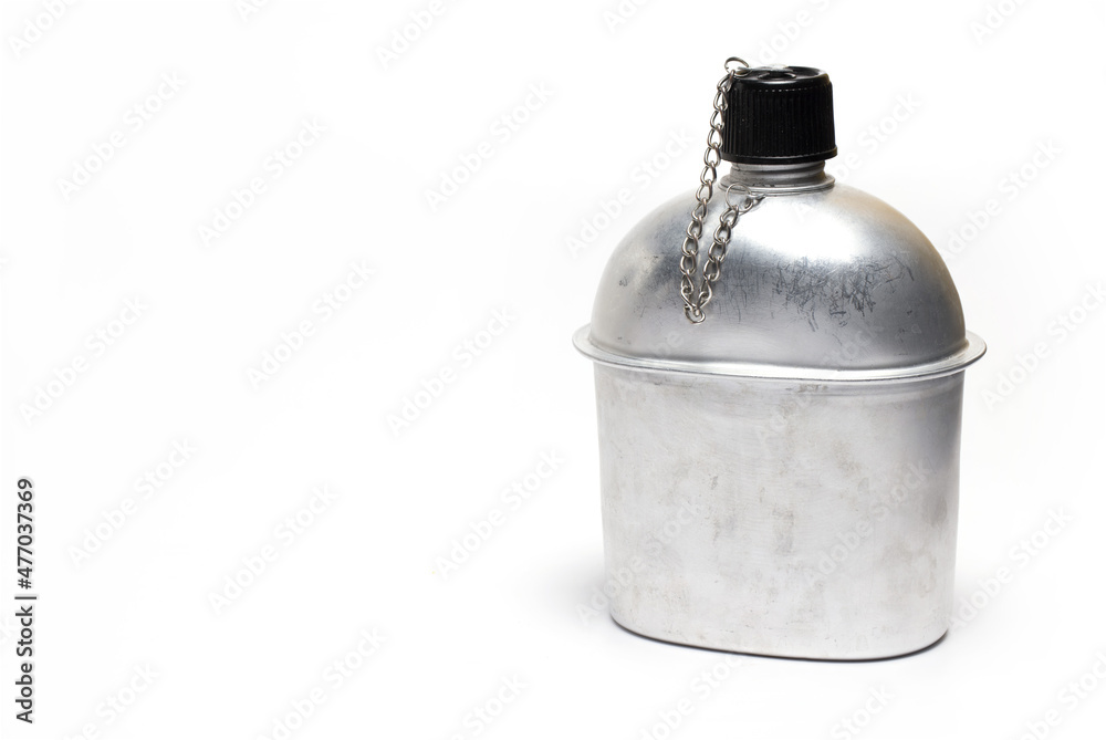 silver metal aluminum water bottle white background silver metal aluminum water bottle white background