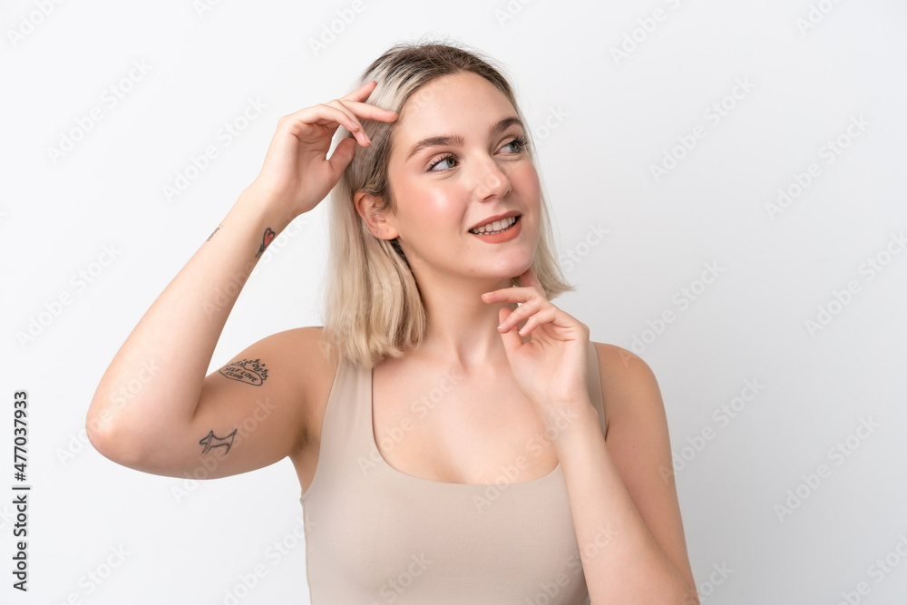 Young caucasian woman isolated on white background . Portrait Young caucasian woman isolated on white background . Portrait