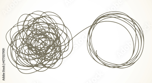 Unravel the tangled tangle. Vector drawing