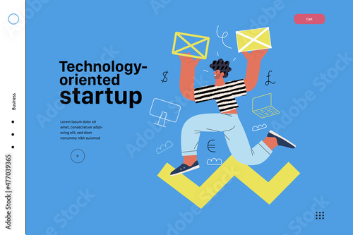 Startup illustration, website landing template. Concept of building new business