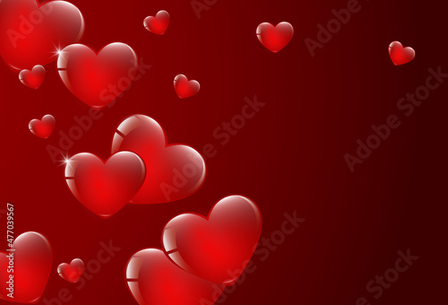 Obraz na płótnie romantic card with red hearts, vector w salonie