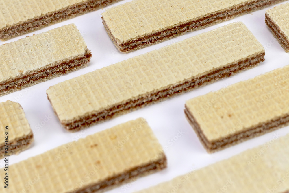 Pattern of waffle biscuit on a white background Pattern of waffle biscuit on a white background