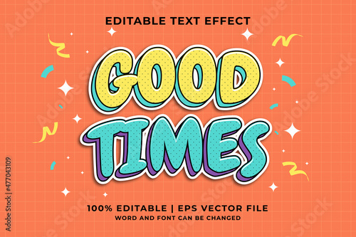 Editable text effect - Good Time Cartoon template style premium vector