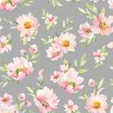 Seamless pattern with elements of watercolor flowers and leaves. Garden style texture for wrapping paper or textile