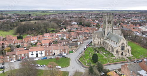 Aerial view of the historic town of Hedon, East Yorkshire, UK