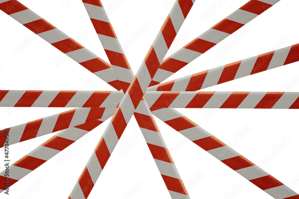 Obraz premium Red and white tape protecting from danger isolated on a white background