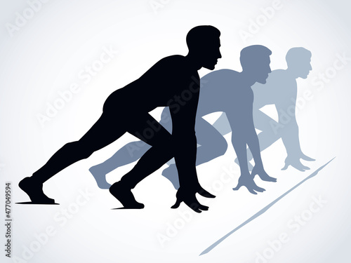 The man at the start. Vector drawing