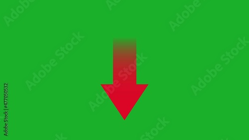 Red arrow animating down on green screen.
