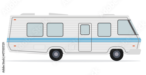 Travel camper van. RV camper for vacation. Camping car.