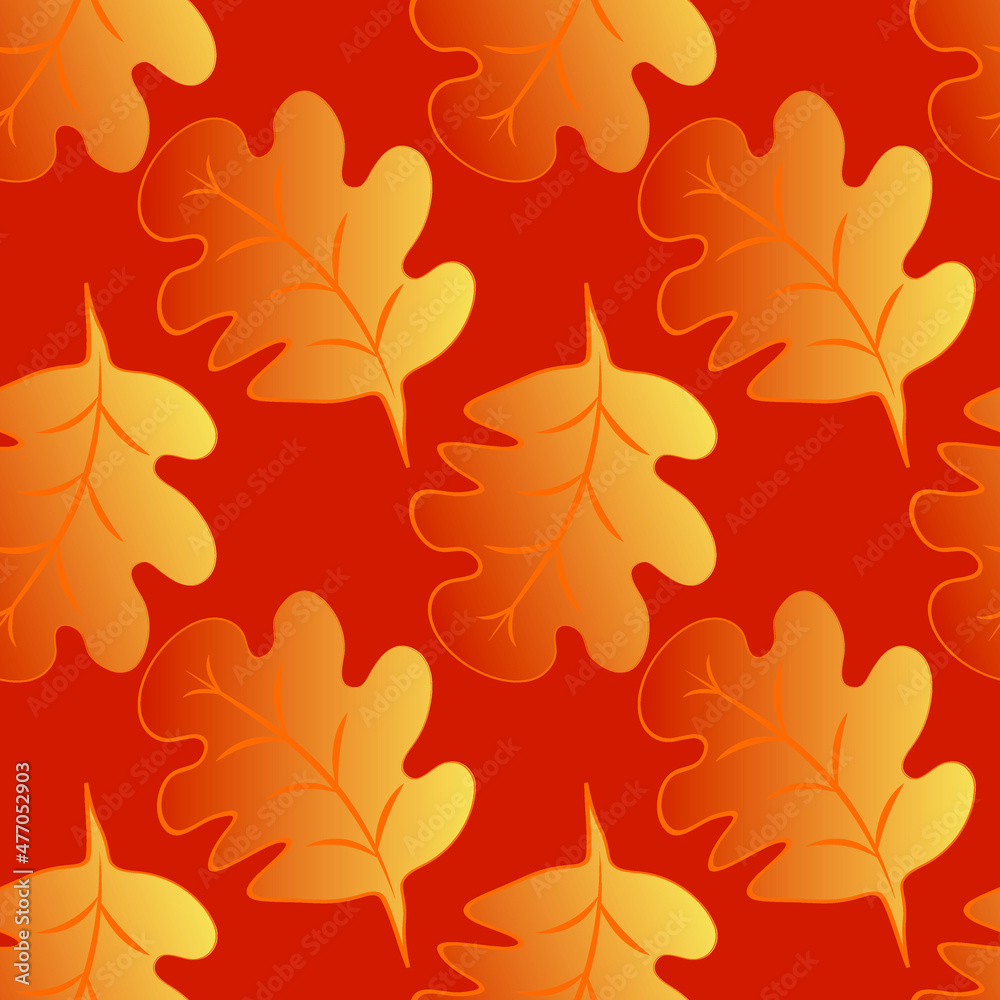 Obraz premium Seamless pattern on a square background - oak leaves - abstraction, surreal. Design element