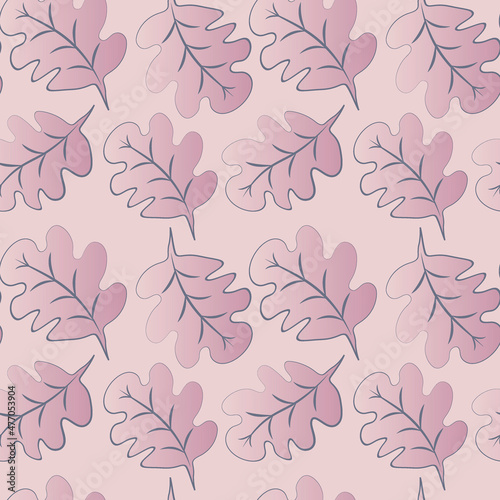 Seamless pattern on a square background - oak leaves - abstraction, surreal. Design element