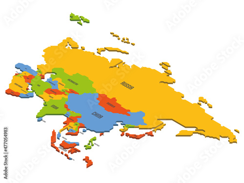 Isometric political map of Asia