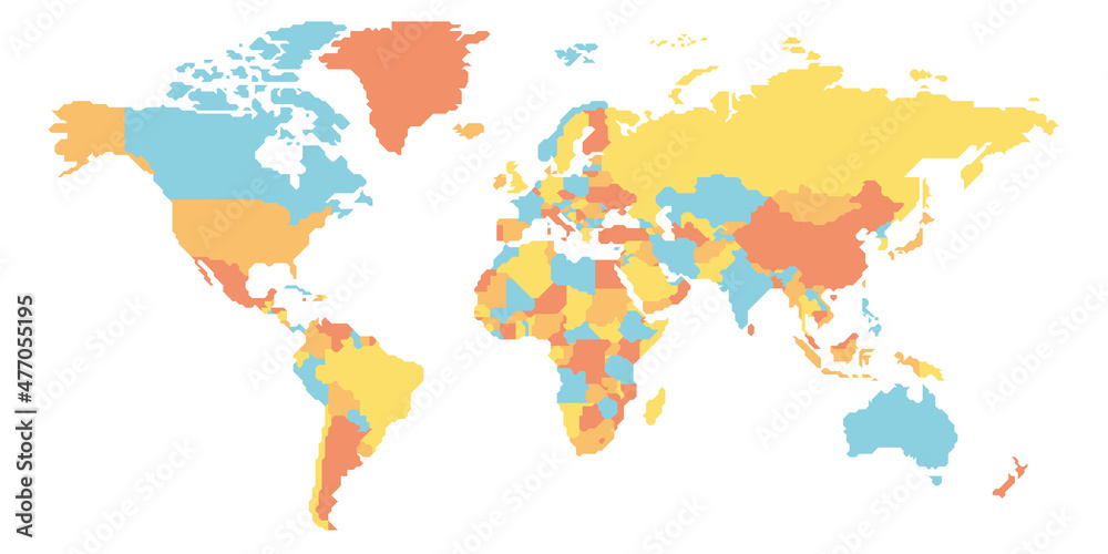 Fototapeta premium Simplified smooth border World map