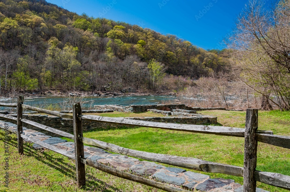 Old Foundations on Virginius Island, Harpers Ferry National Historical Park, West Virginia, USA