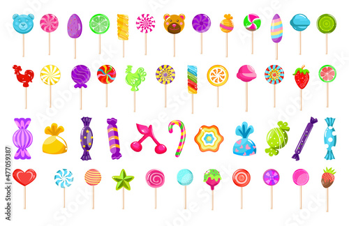 Colorful set of lollipops and sweets for kids.