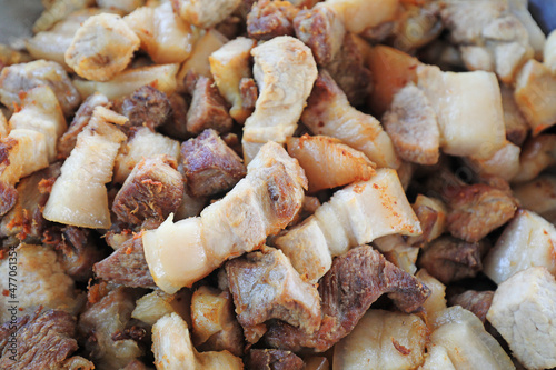 Fotografie The meat pieces piled up after cooking and frying, emitting an attractive taste