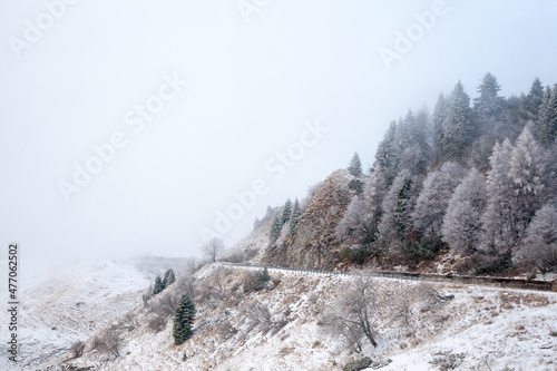 Mount Grappa winter landscape. Italian Alps view