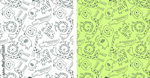Zoo pattern, Cute seamless pattern vector illustration for kids. Can be used for nursery wall decor, baby textile, baby bedding set, wrapping paper, packaging, wallpaper, baby clothes design.