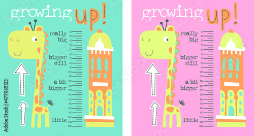 Height ruler design for wall. T-shirt design for kids vector illustration. Graphic design for baby and kids clothes. Can be used for baby t-shirt print, fashion print design, kids, poster, wall decor.