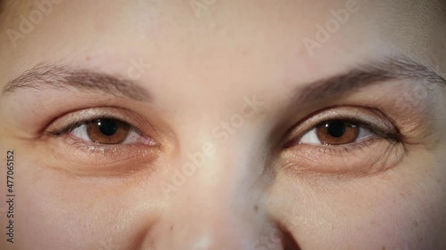 Collage of close-up of eyes and faces of people of different ages and genders. Beautiful montage of persons of diverse ethnicities looking at camera. Blue, green and brown iris. Slow-motion, 4K.