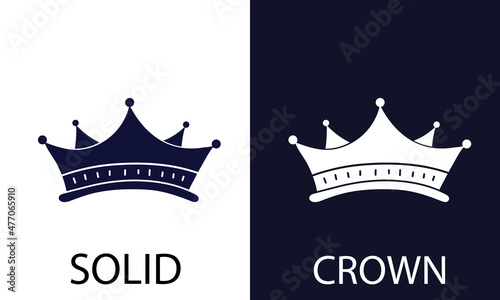 The crown of kings and queens executed in a solid style. A symbol of power. Icon for dark and light backgrounds. Vector illustration.