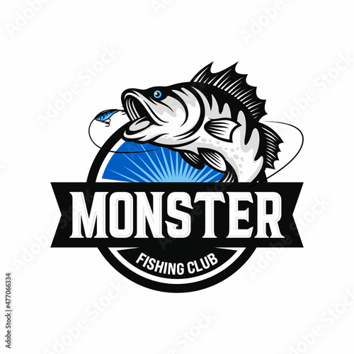 Fishing logo design template illustration . Sport fishing Logo