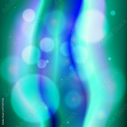 Wallpaper Mural Abstract neon waves in teal and purple, with particles of bokeh lights Torontodigital.ca