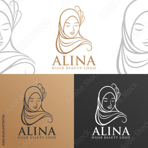 Women Hijab Beauty Vector Logo Template