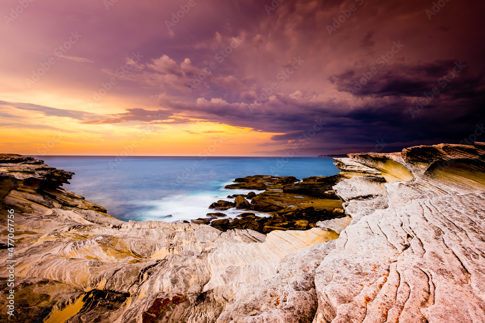 Cliff and Storm Cloud along Coastline in Kamay Botany Bay National Park 