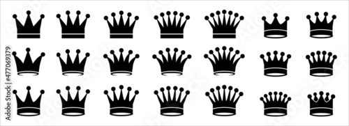 Crown icon vector set. Crowns simple icons design symbol of jewelry, luxury, deluxe, fashion and authority. Crown vectors stock illustration