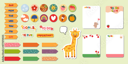cute hand drawing planner scrapbook. for student, diary