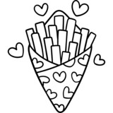 Doodle french fries Love concept