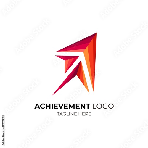 Achivement logo template. logo goes up. to victory. go to the top