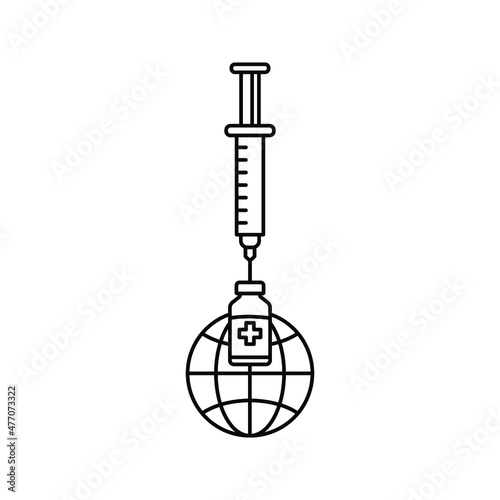 vector medical icon for pandemic vaccine ampoule and syringe. Image of covid-19 vaccine and syringe. Illustration of antiviral vaccine.