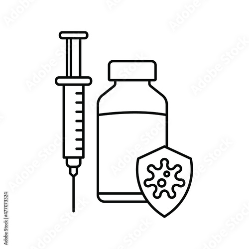 vector medical icon for pandemic vaccine ampoule and syringe. Image of covid-19 vaccine and syringe. Illustration of antiviral vaccine.