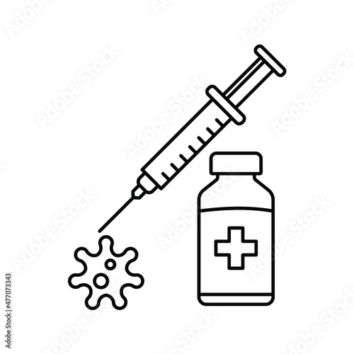 vector medical icon for pandemic vaccine ampoule and syringe. Image of covid-19 vaccine and syringe. Illustration of antiviral vaccine.
