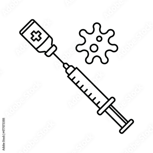 vector medical icon for pandemic vaccine ampoule and syringe. Image of covid-19 vaccine and syringe. Illustration of antiviral vaccine.