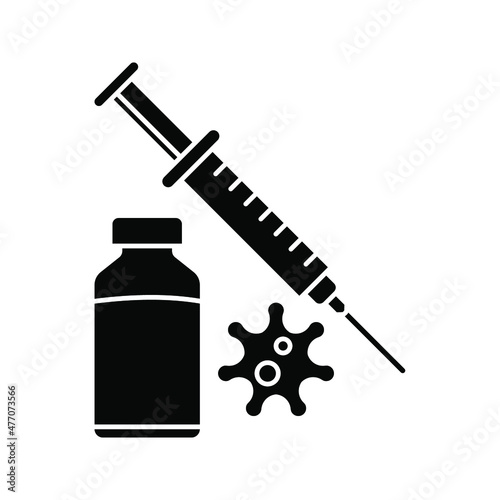 vector medical icon for pandemic vaccine ampoule and syringe. Image of covid-19 vaccine and syringe. Illustration of antiviral vaccine.