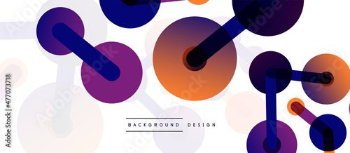 Abstract background. Round dots connected by lines. Trendy techno business template for wallpaper, banner, background or landing