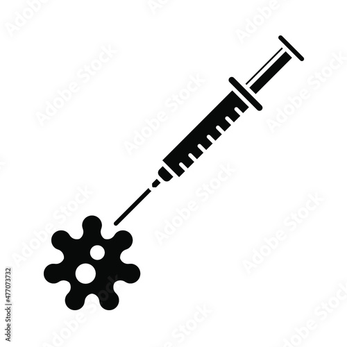 vector medical icon for pandemic vaccine ampoule and syringe. Image of covid-19 vaccine and syringe. Illustration of antiviral vaccine.