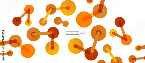 Abstract background. Round dots connected by lines. Trendy techno business template for wallpaper, banner, background or landing