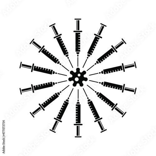 vector medical icon for pandemic vaccine ampoule and syringe. Image of covid-19 vaccine and syringe. Illustration of antiviral vaccine.