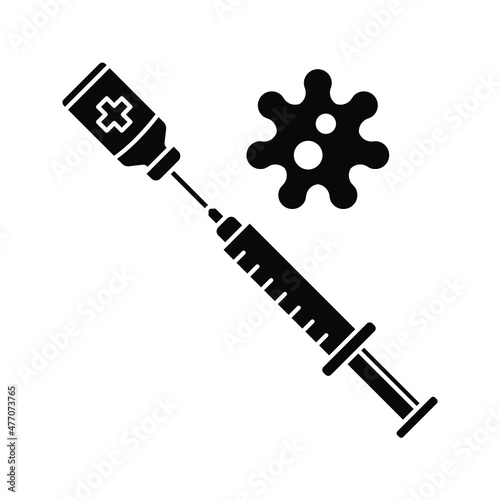 vector medical icon for pandemic vaccine ampoule and syringe. Image of covid-19 vaccine and syringe. Illustration of antiviral vaccine.