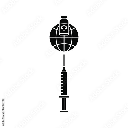 vector medical icon for pandemic vaccine ampoule and syringe. Image of covid-19 vaccine and syringe. Illustration of antiviral vaccine.