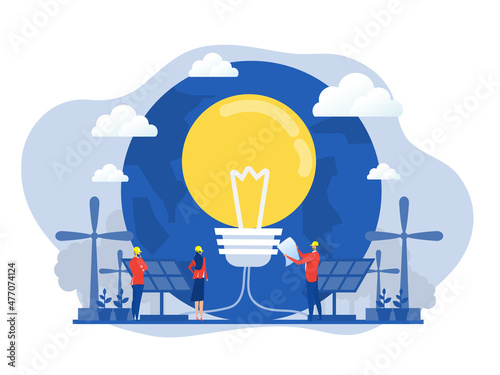 team Business with  ESG or ecology problem Trends project,  Preserving resources of the planet,modern flat vector illustration