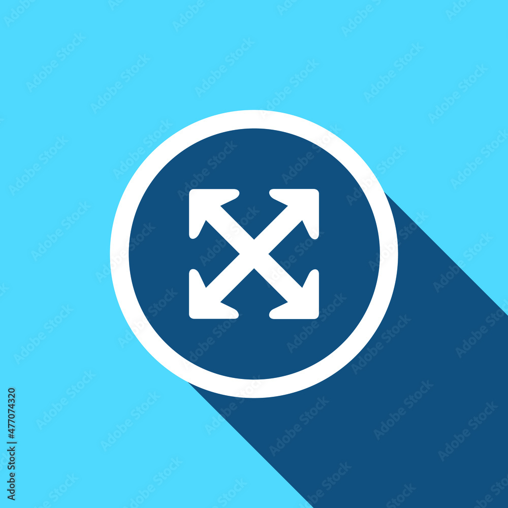 Arrows in four directions. Four side arrow icon. Arrow icon illustration vector sign symbol for your project. Flat design style. Vector illustration in circle isolated on cyan background Arrows in four directions. Four side arrow icon. Arrow icon illustration vector sign symbol for your project. Flat design style. Vector illustration in circle isolated on cyan background