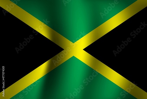 Jamaica Flag Background Waving 3D. National Independence Day Banner Wallpaper
