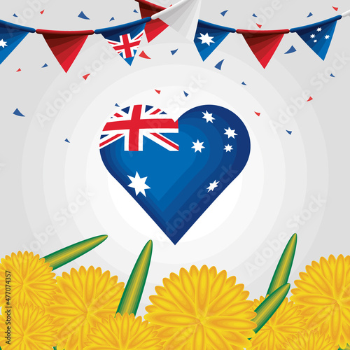 australia day flag in heart