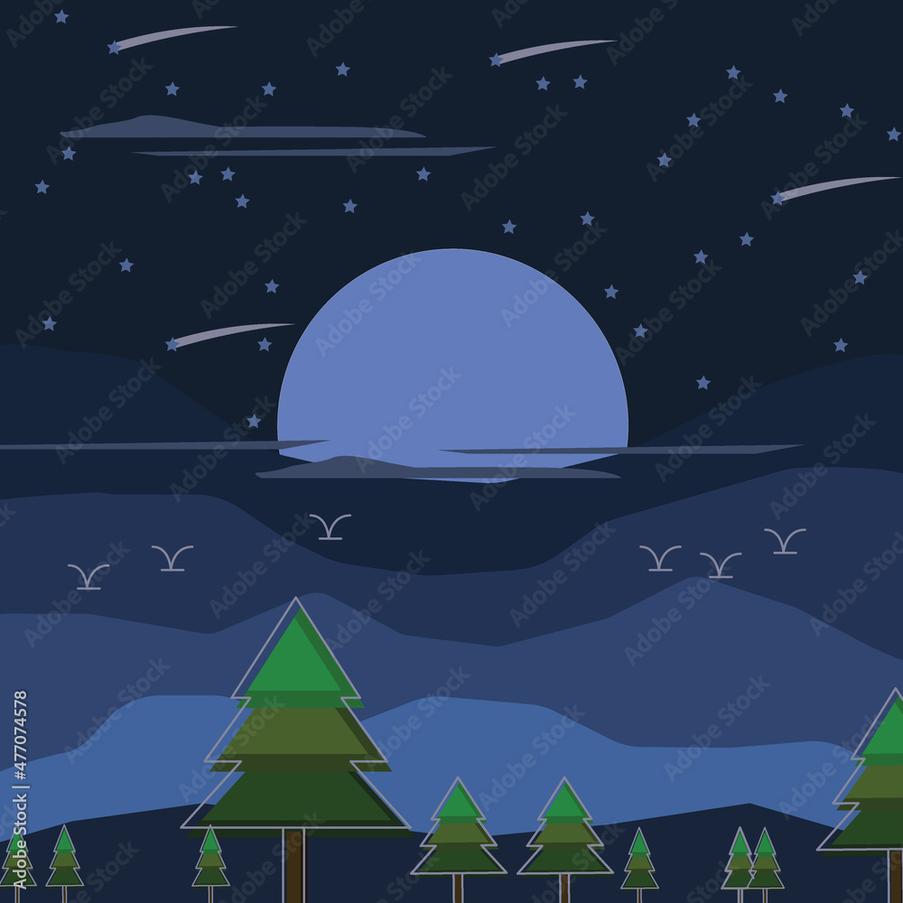 Fototapeta premium natural landscape design at night